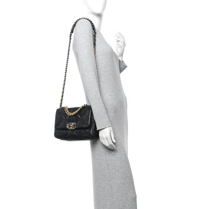 Goatskin Quilted Medium Chanel 19 Flap Black