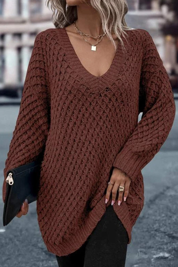 Suéter oversize de algodón con hombros caídos y unicolor
