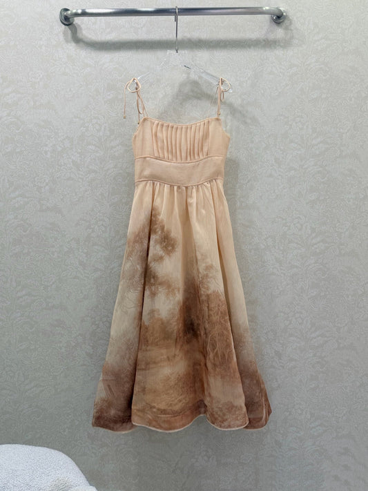 Zimmermann Polly Dress Brown Beige Cotton 347318