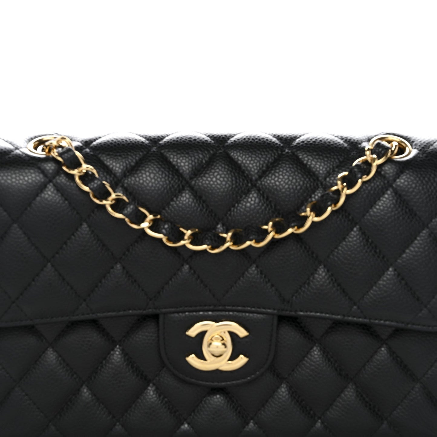 Caviar Quilted Small Double Flap Black