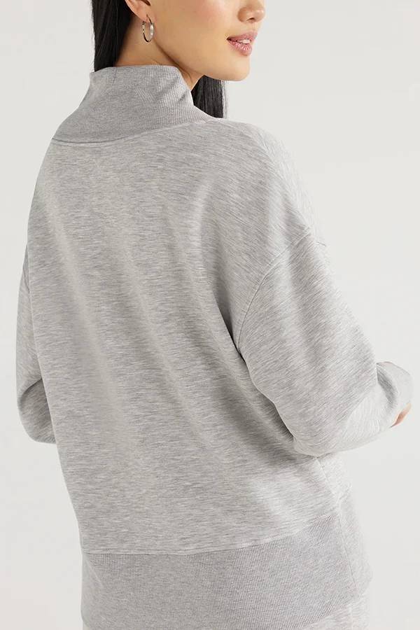 Conjunto de top de cuello en V y pantalones de estar por casa con bolsillos y cintura elástica de color liso para el frío 