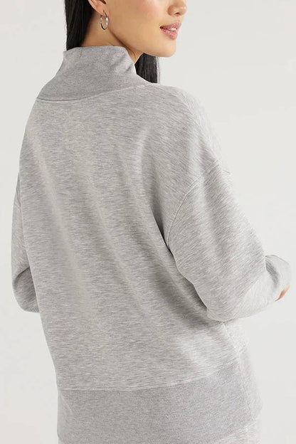Conjunto de top de cuello en V y pantalones de estar por casa con bolsillos y cintura elástica de color liso para el frío 