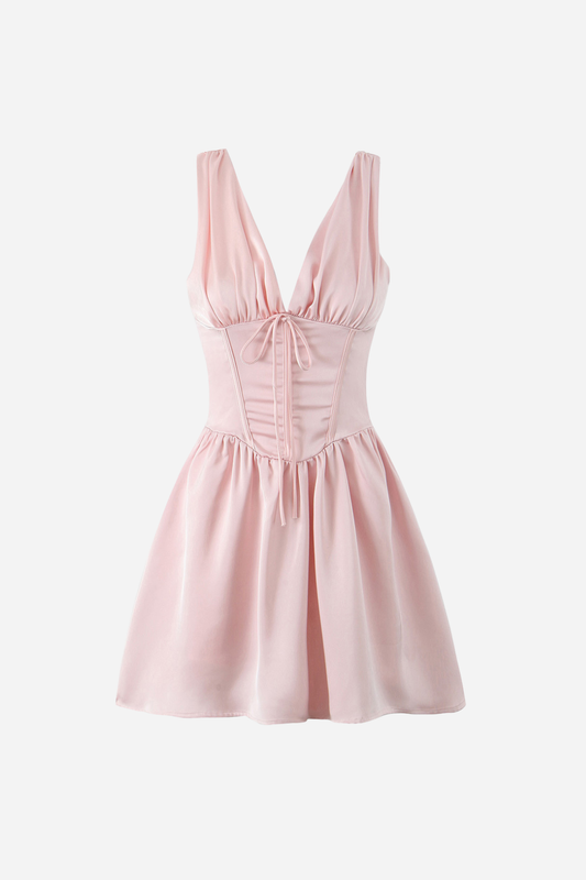 Vestido mini con volantes y cuello en V de Marian 