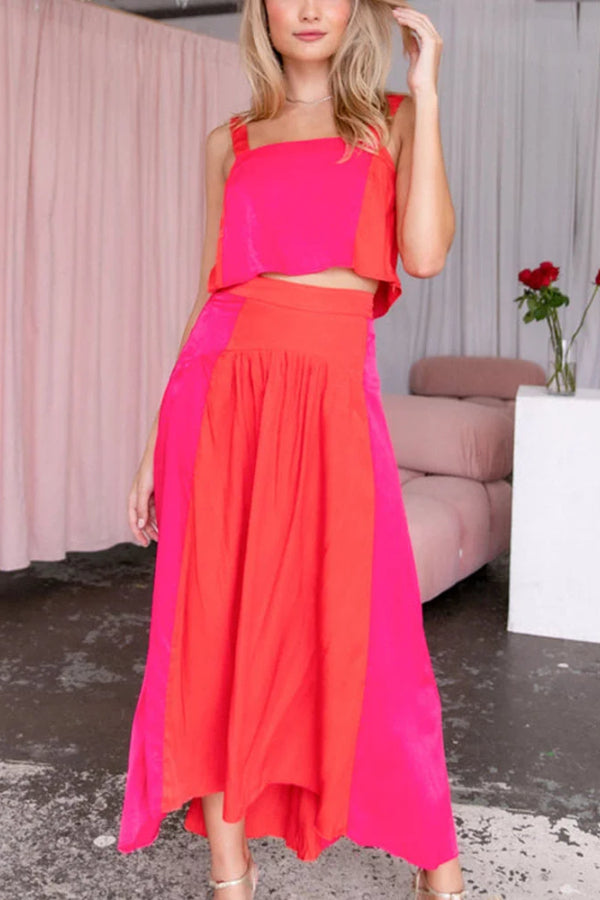 Conjunto casual de dos piezas con colores a juego de moda