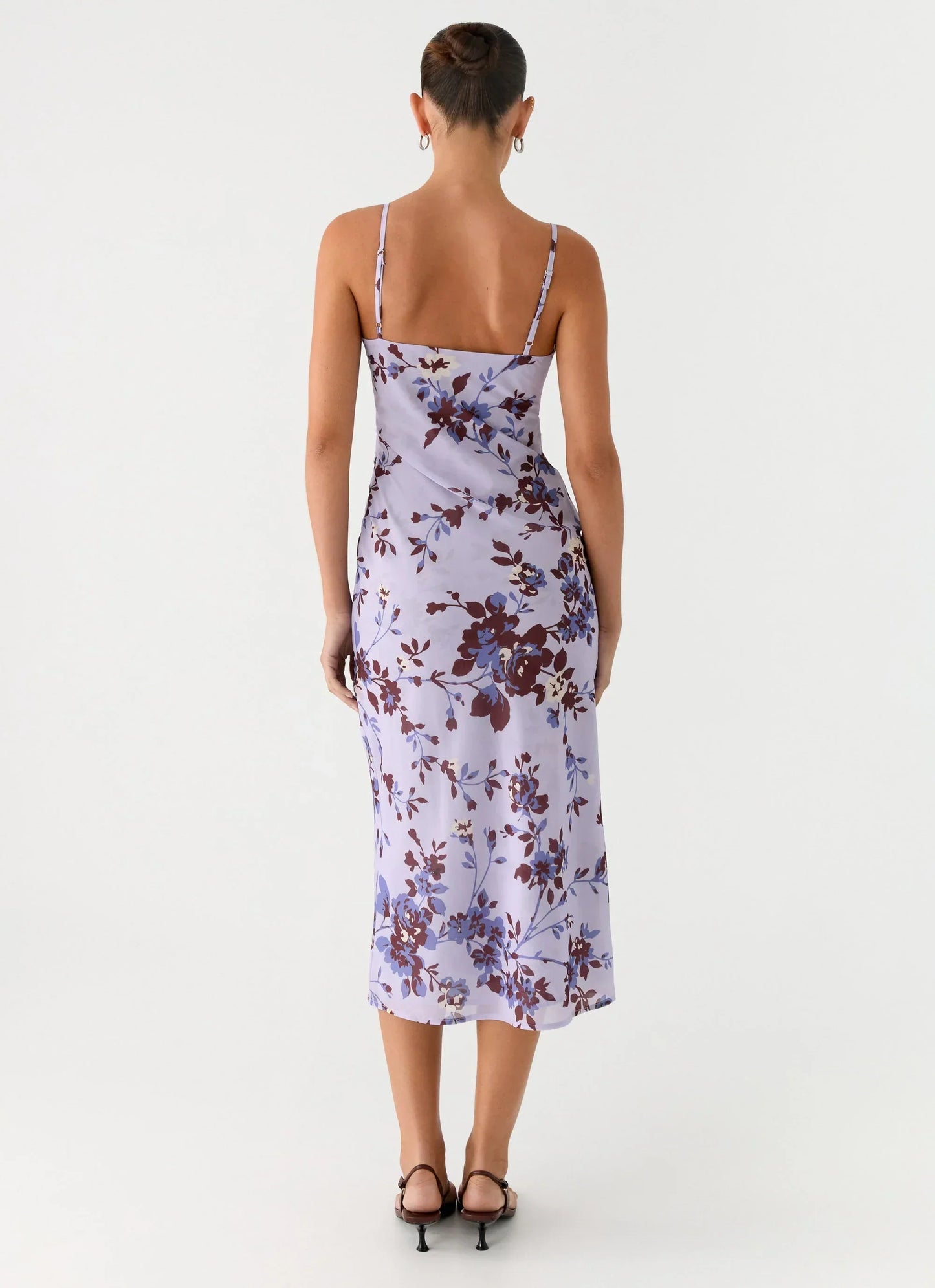 Bluma Lace Trim Midi Dress - Antique Lilac Floral