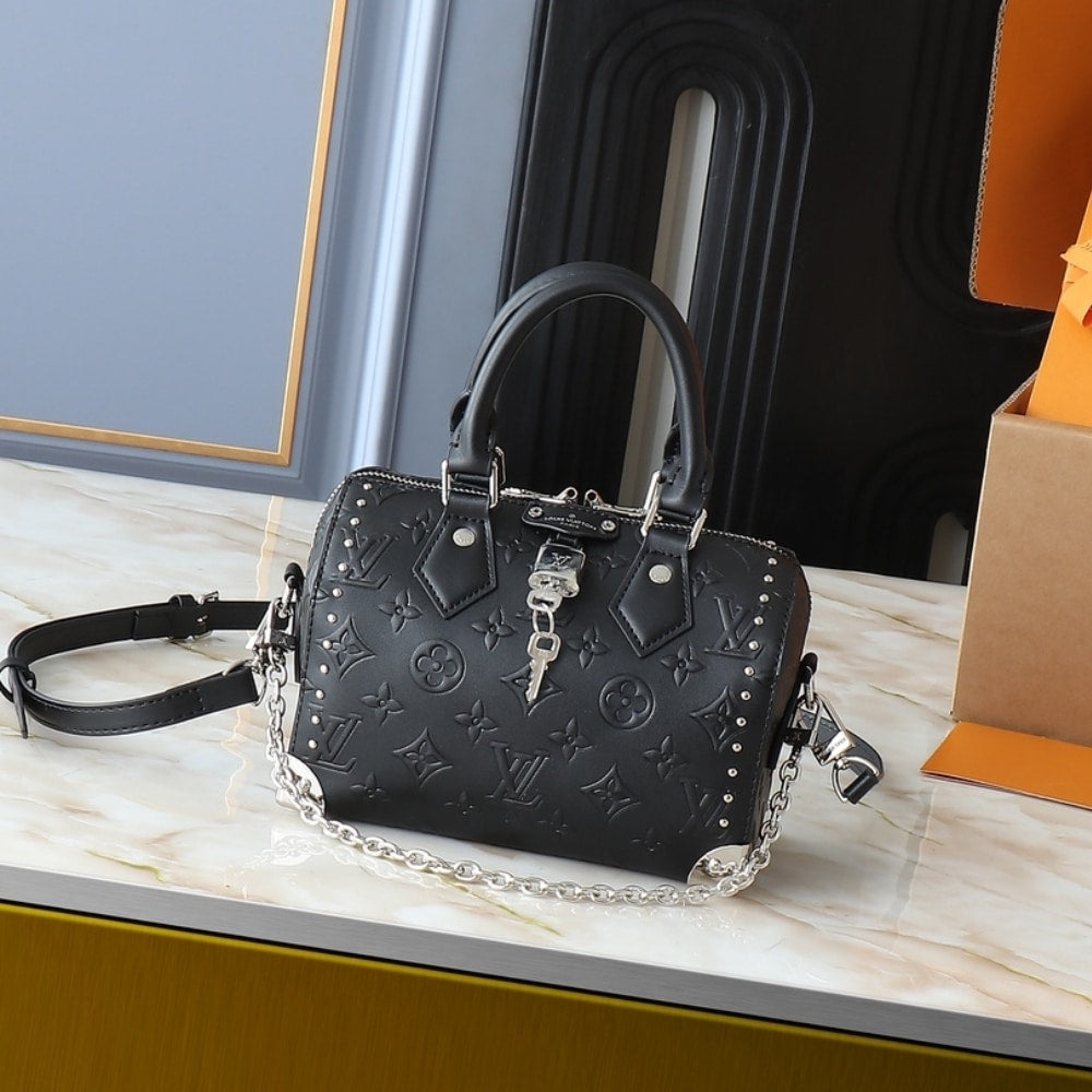 LOUIS VUITTON SPEEDY 20 TRUNK BAG BLACK 20CM M14575