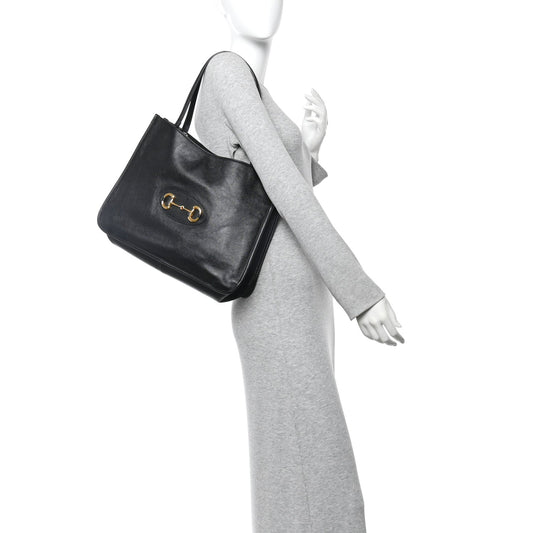 New Sakai Calfskin Lux Horsebit 1955 Tote Bag Black