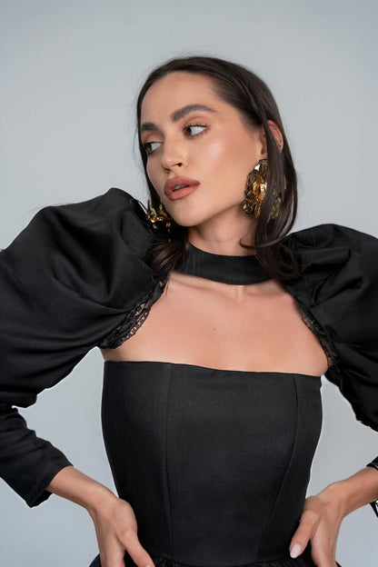 Conjunto de minivestido Bertha con mangas abullonadas 