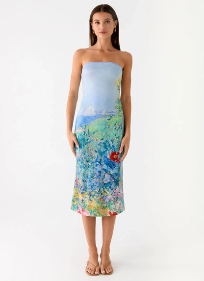 Niko Strapless Midi Dress - Spring Garden