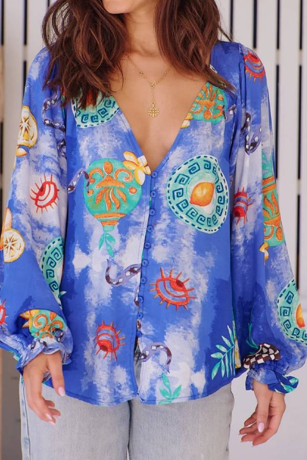 Conjunto de dos piezas con estampado de grafiti de cielo