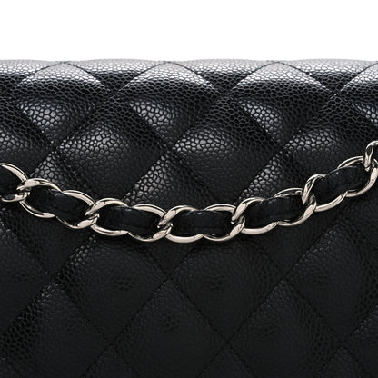 Caviar Quilted Jumbo Double Flap Black