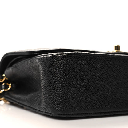 Caviar Quilted Medium Double Flap Black