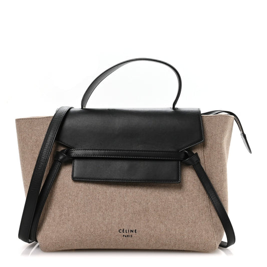Felt Smooth Calfskin Mini Belt Bag Beige