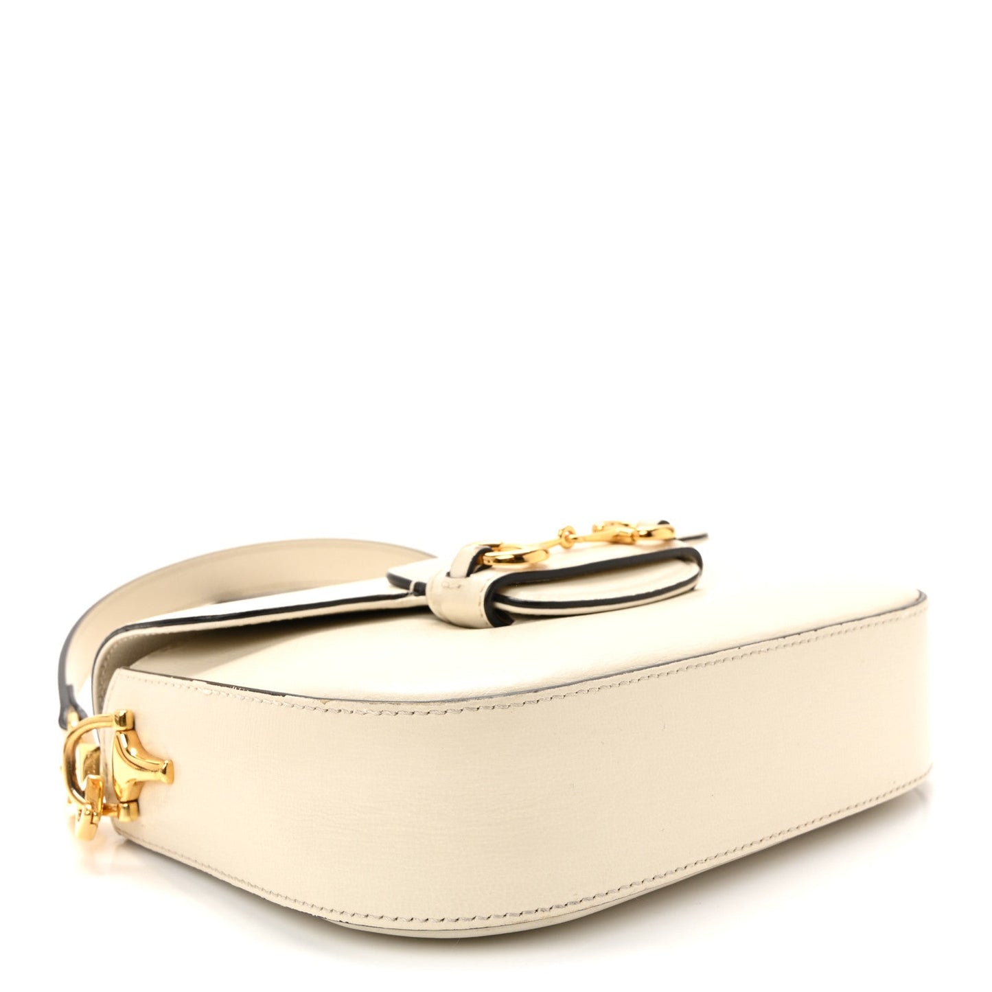 Azalea Calfskin Web Mini Horsebit 1955 Shoulder Bag Mystic White
