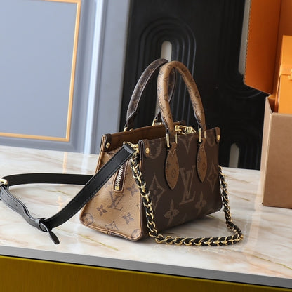 LOUIS VUITTON ONTHEGO EAST WEST CHAIN MONOGRAM REVERSE BROWN 25CM M14236