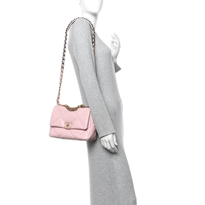 Lambskin Quilted Medium Chanel 19 Flap Light Pink
