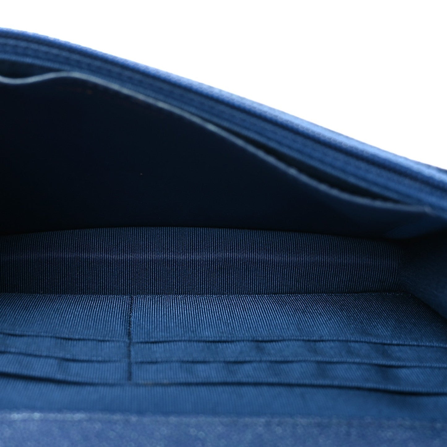 Iridescent Caviar Quilted Wallet on Chain WOC Dark Blue
