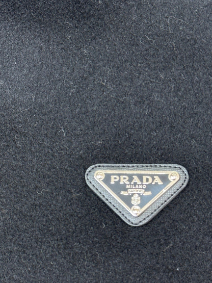 Prada 25 Mid-length Hooded Coat Black Wool 637355