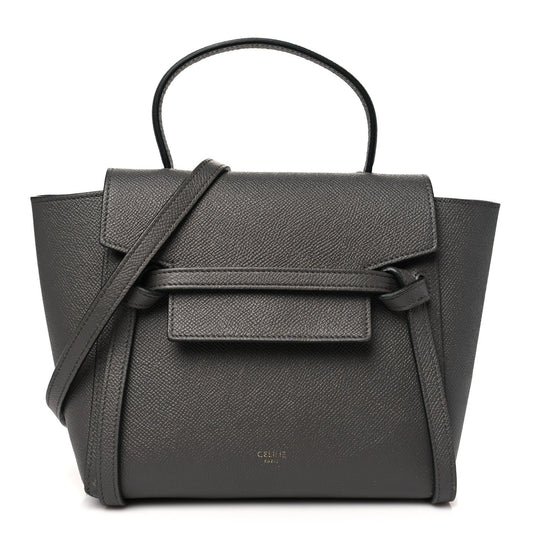 Grained Calfskin Nano Belt Bag Grey