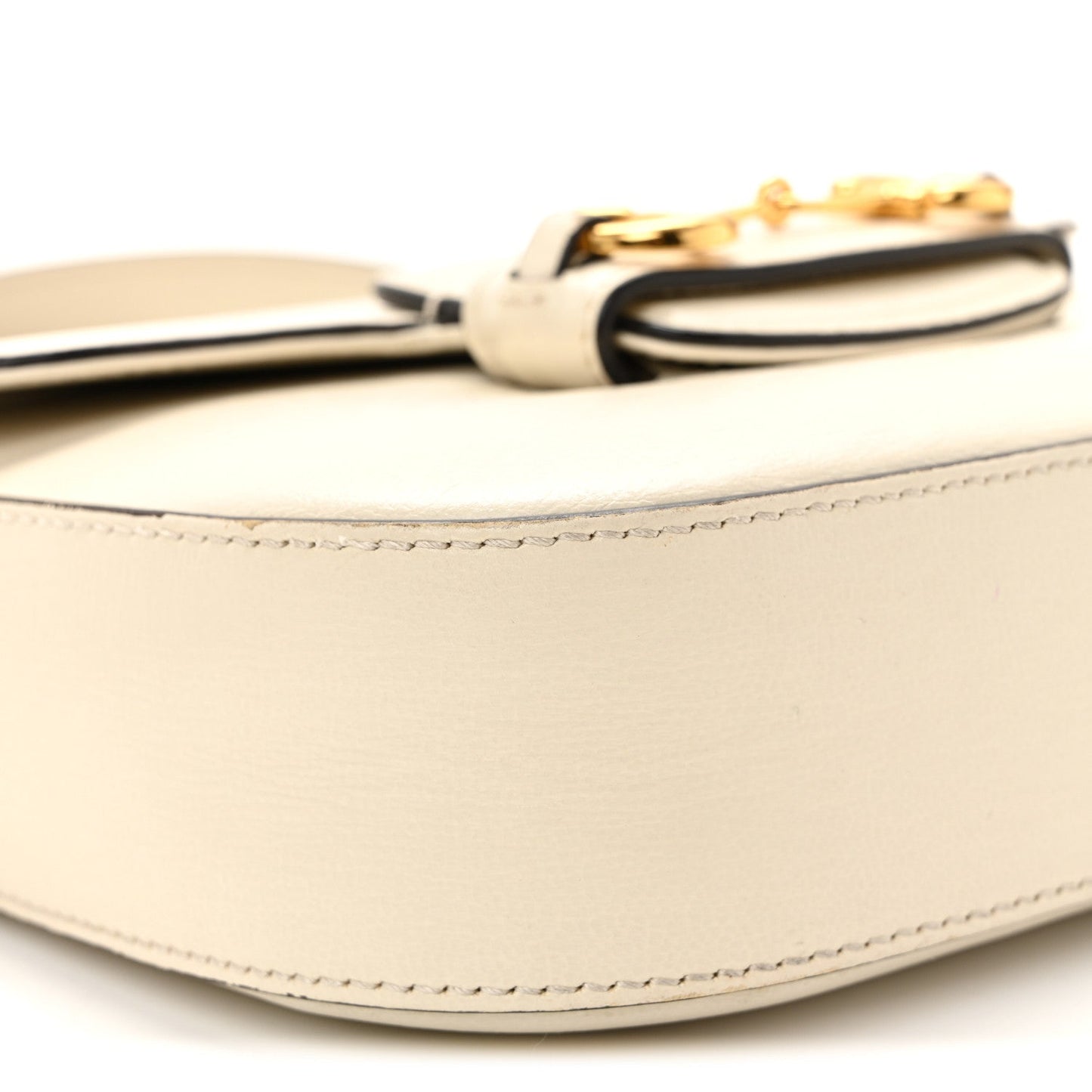 Azalea Calfskin Web Mini Horsebit 1955 Shoulder Bag Mystic White