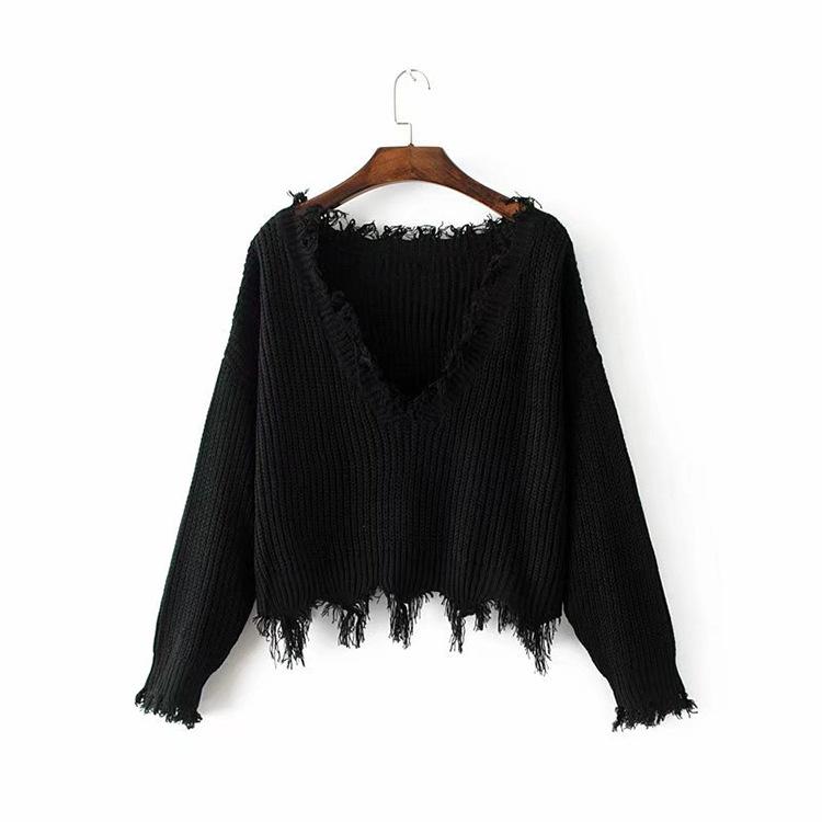 Suéter de punto de invierno con cuello en V en 3 colores