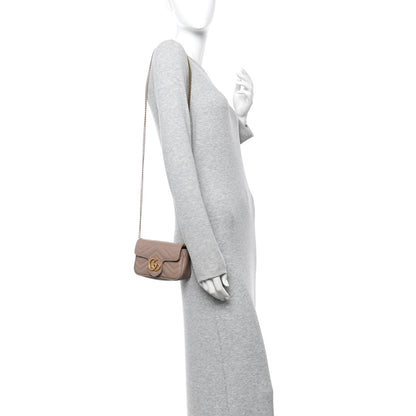 Calfskin Matelasse Super Mini GG Marmont Shoulder Bag Porcelain Rose