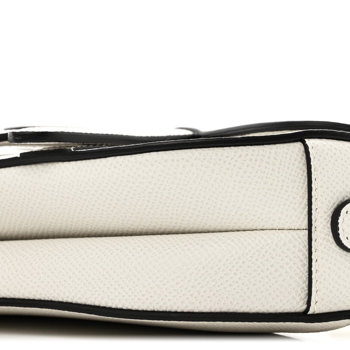 Grained Calfskin Mini Saddle Bag With Strap White