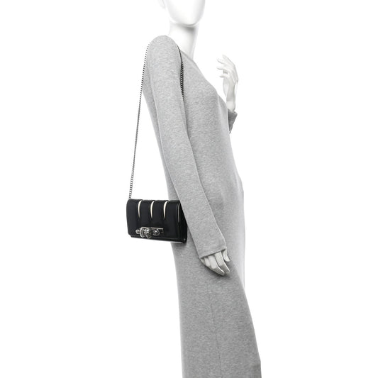 Calfskin Small Slash Bag Black White