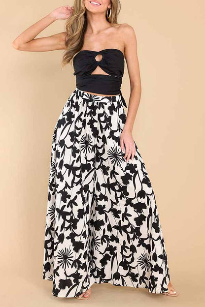Culottes elásticos de tiro alto y pierna ancha