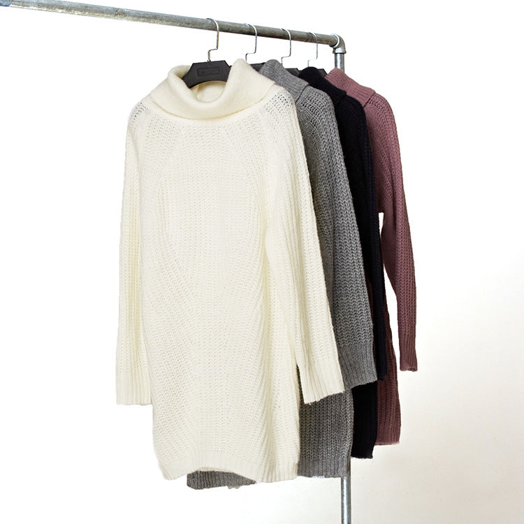 Suéter de otoño e invierno para mujer, suéter de manga larga con cuello alto y color liso a juego, jersey de mujer