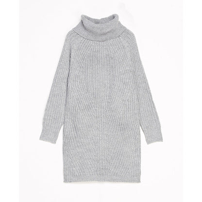 Suéter de otoño e invierno para mujer, suéter de manga larga con cuello alto y color liso a juego, jersey de mujer