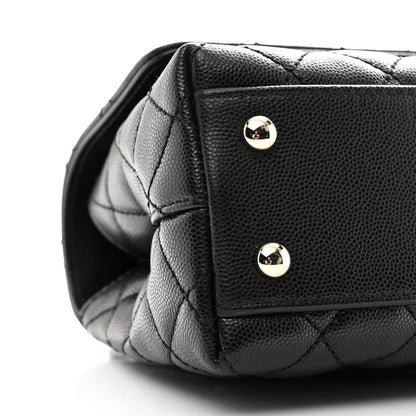 Caviar Quilted Mini Coco Handle Flap Black