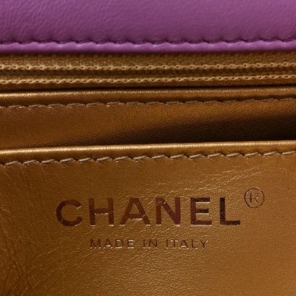 Lambskin Quilted Mini Pearl Crush Flap Purple
