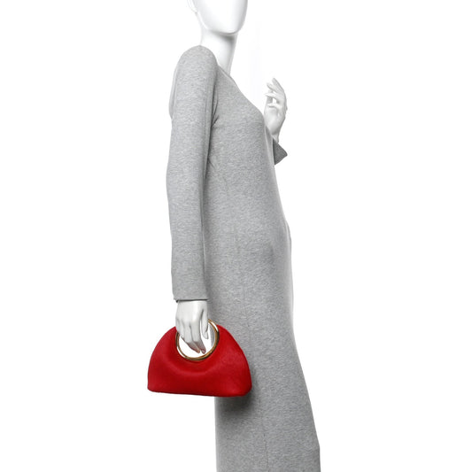 Pony Hair Le Petit Calino Ring Top Handle Bag Red