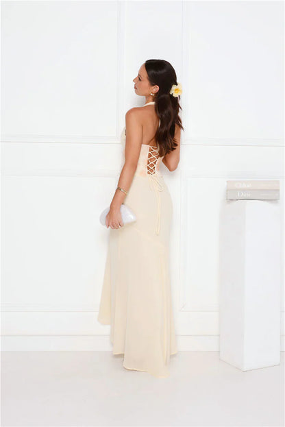 Silver Lining Love Halter Maxi Dress