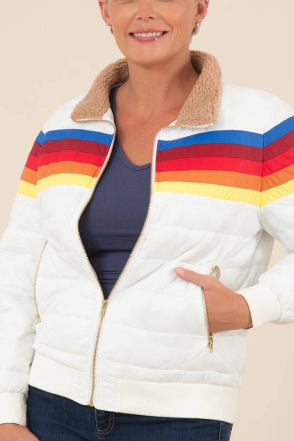 Chaqueta aislante de rayas retro Chasing Rainbows