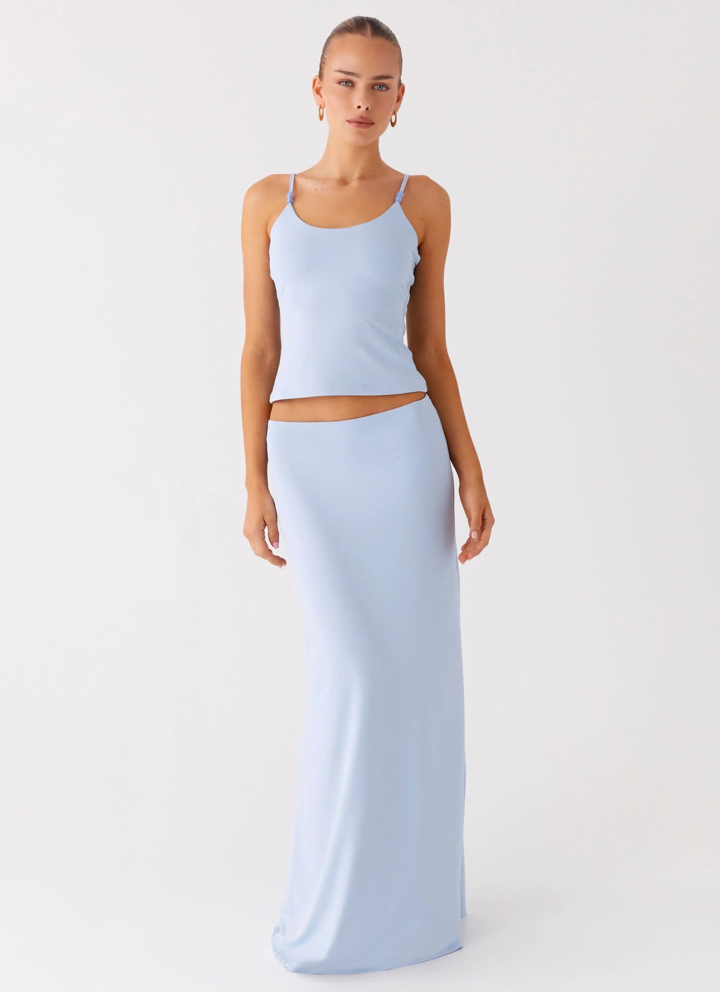 Like A Flower Maxi Skirt - Baby Blue