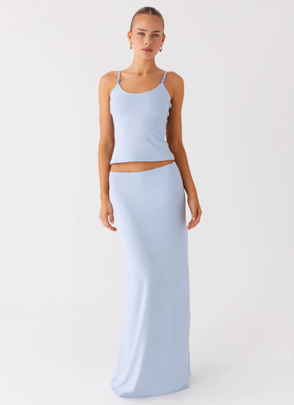 Like A Flower Maxi Skirt - Baby Blue