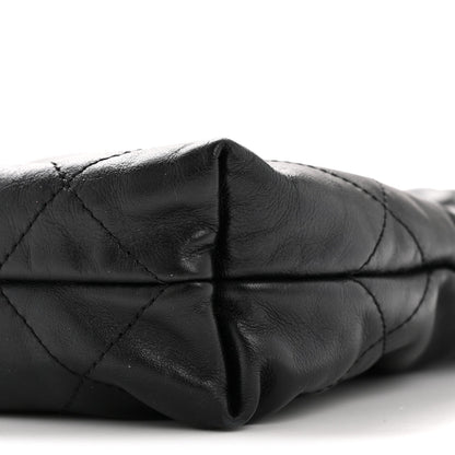 Shiny Calfskin Quilted Mini Chanel 22 Black