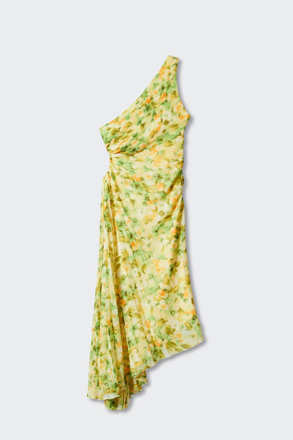 Vestido largo de un solo hombro con estampado floral Riva 