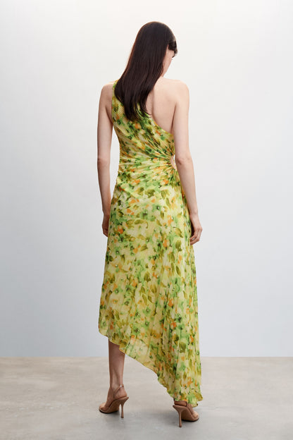 Vestido largo de un solo hombro con estampado floral Riva 