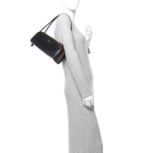 Soft Calfskin Swing Shoulder Bag Black Hazelnut