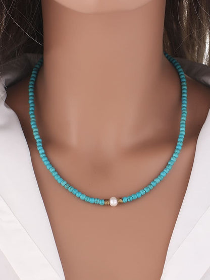 Collar de turquesa y perla 