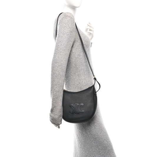 Supple Calfskin Cuir Triomphe Small Heloise Shoulder Bag Black