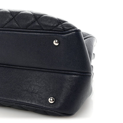 Caviar Quilted Large Urban Companion Top Handle Shopping Tote Navy