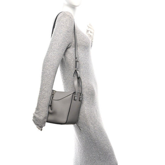 Grained Calfskin Mini Hammock Shoulder Bag Pearl Grey