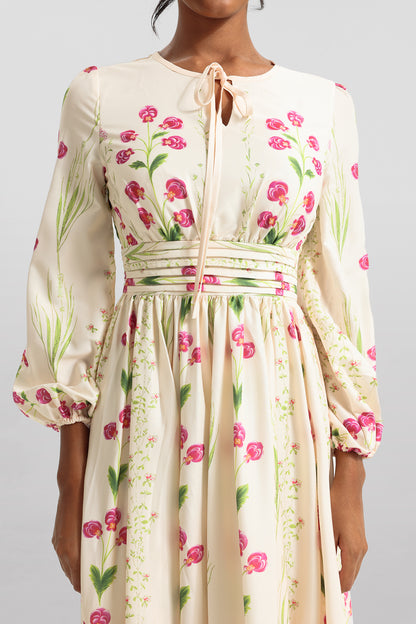 Floral Print Long Sleeve Maxi Dress