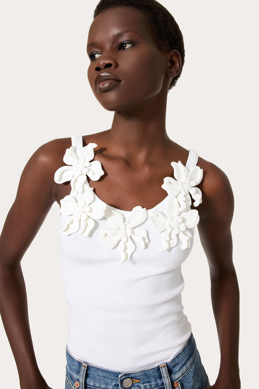 Lesley Floral Applique Round Neck Top