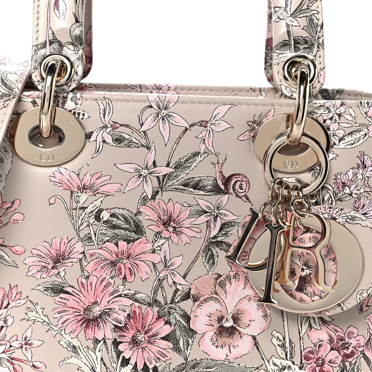 Calfskin Flower Printed Small My ABCDior Lady Dior Pink Multicolor