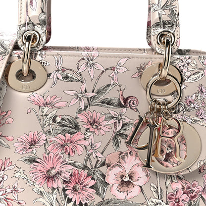 Calfskin Flower Printed Small My ABCDior Lady Dior Pink Multicolor